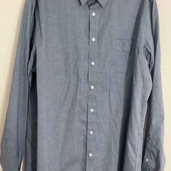 UNTUCKit Shirt Men's Size XXL Navy Blue Button Down Red Trim Long Sleeve Preppy - Picture 2 of 8